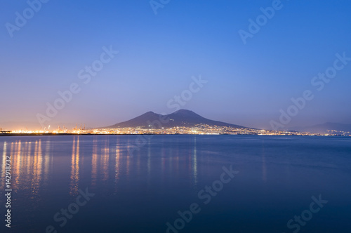 An amazing evening in Naples, Tyrrhenian Sea and Mount Vesuvius over city
