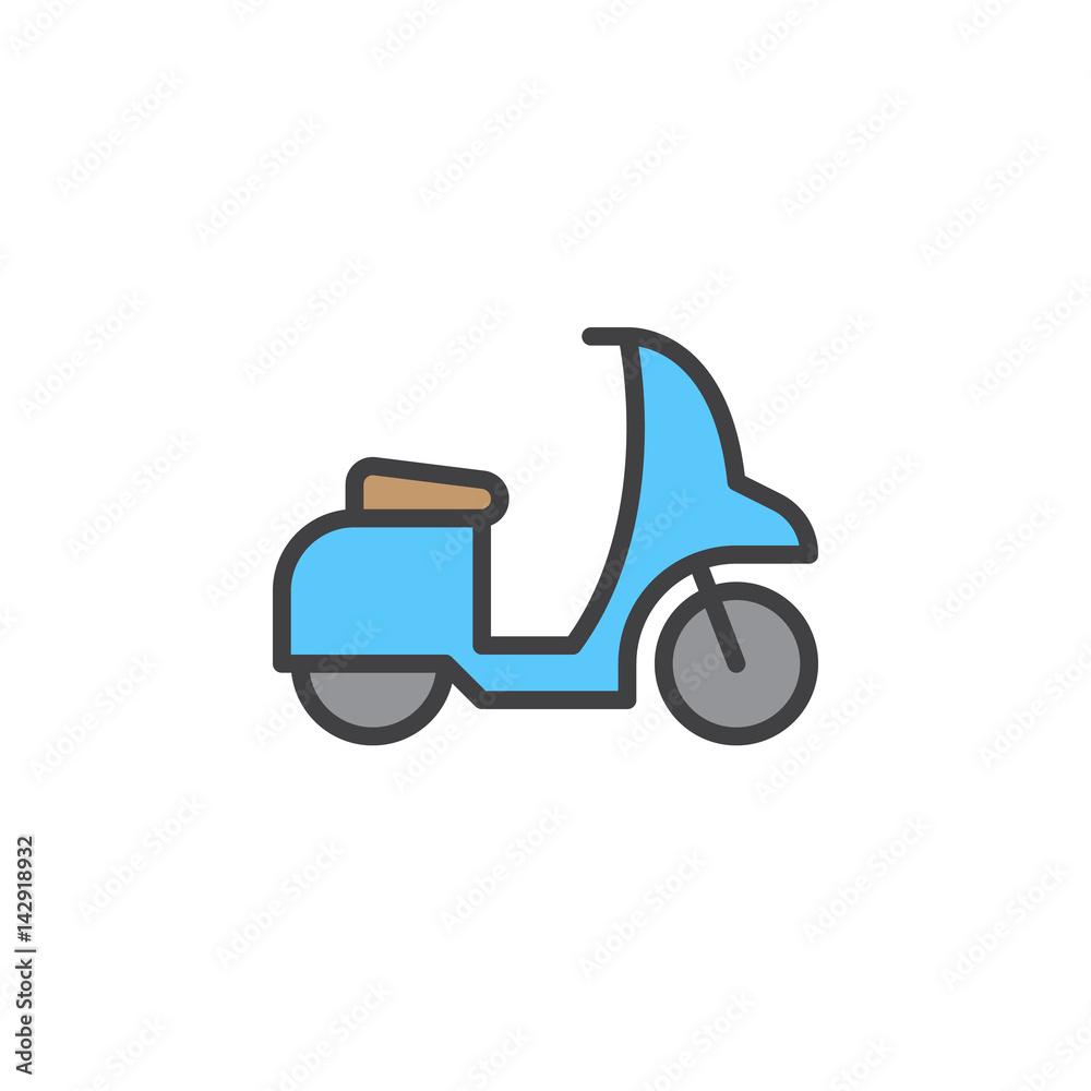 Motor scooter filled outline icon, line colorful vector sign, linear style  pictogram isolated on white. Symbol, logo illustration. Editable stroke.  Pixel perfect Stock Vector | Adobe Stock