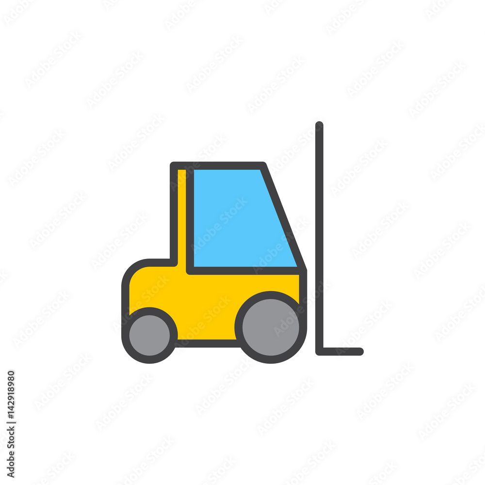 Naklejka premium Forklift filled outline icon, line colorful vector sign, linear style pictogram isolated on white. Symbol, logo illustration. Editable stroke. Pixel perfect