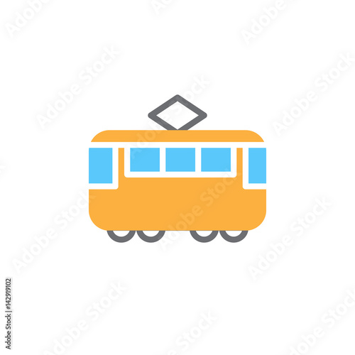 Tram colorful vector icon, filled flat sign, solid pictogram isolated on white. Streetcar symbol, logo illustration. Pixel perfect