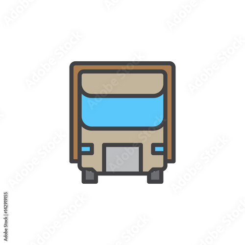 Delivery, Shipping truck filled outline icon, line colorful vector sign, linear style pictogram isolated on white. Lorry symbol, logo illustration. Editable stroke. Pixel perfect