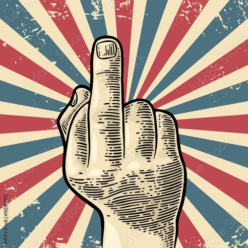 Middle finger sign by male hand