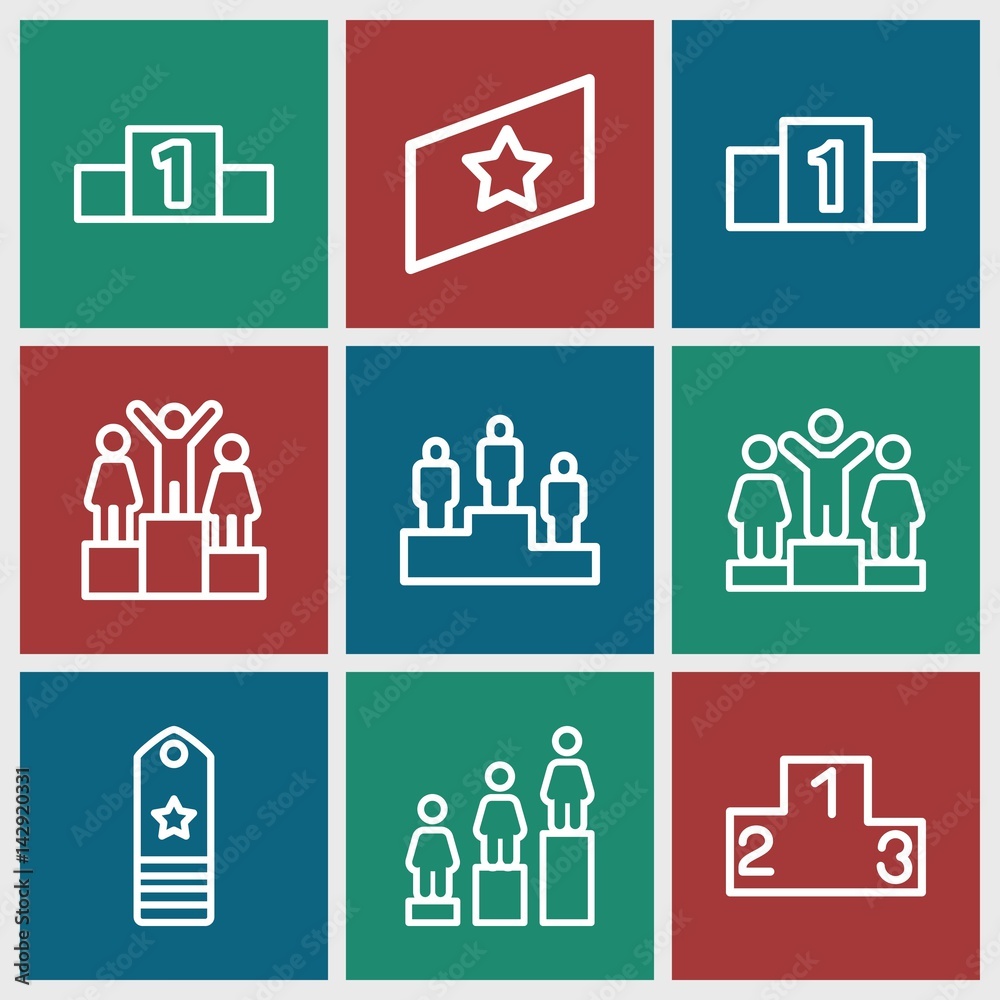 Set of 9 ranking outline icons Set of 9 ranking outline icons