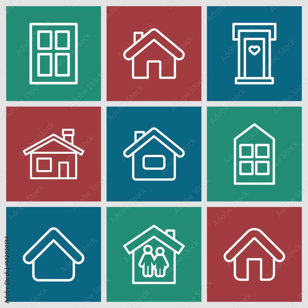 Set of 9 residence outline icons
