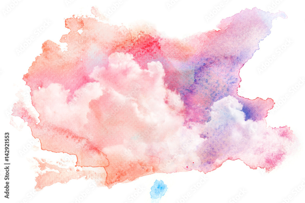 Watercolor illustration of sky with cloud.