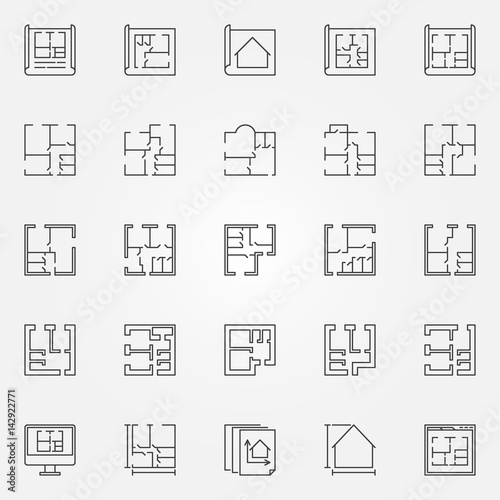 House plans icon set