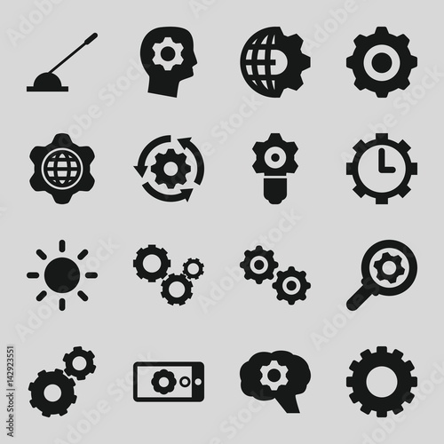 Set of 16 gear filled icons