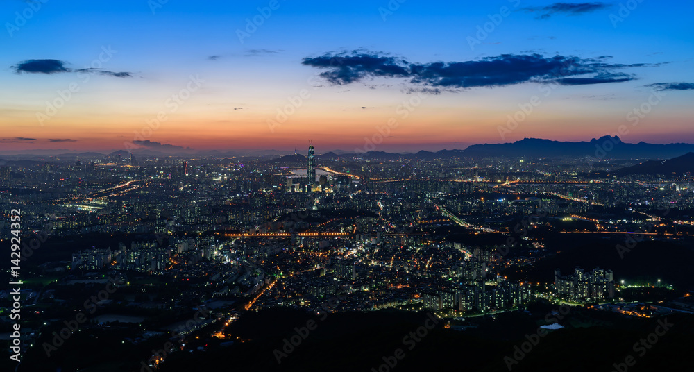 Korea,Seoul city skyline at night