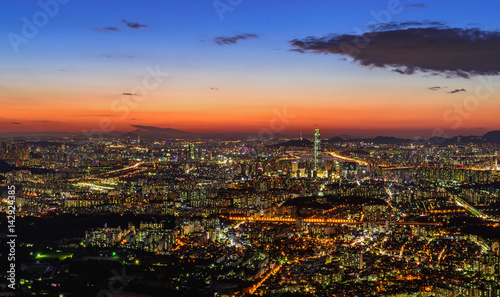 Korea,Seoul city skyline at night