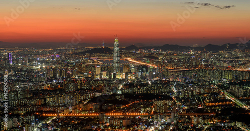 Korea Seoul city skyline at night