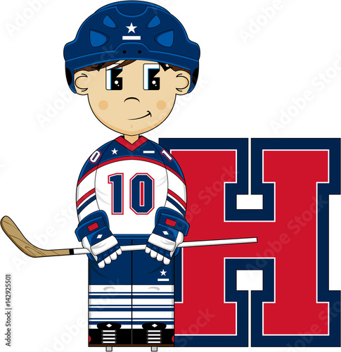 H is for Hockey Alphabet Learning Illustration