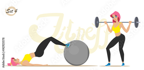Fitness girl. Healthy lifestyle. Workout set