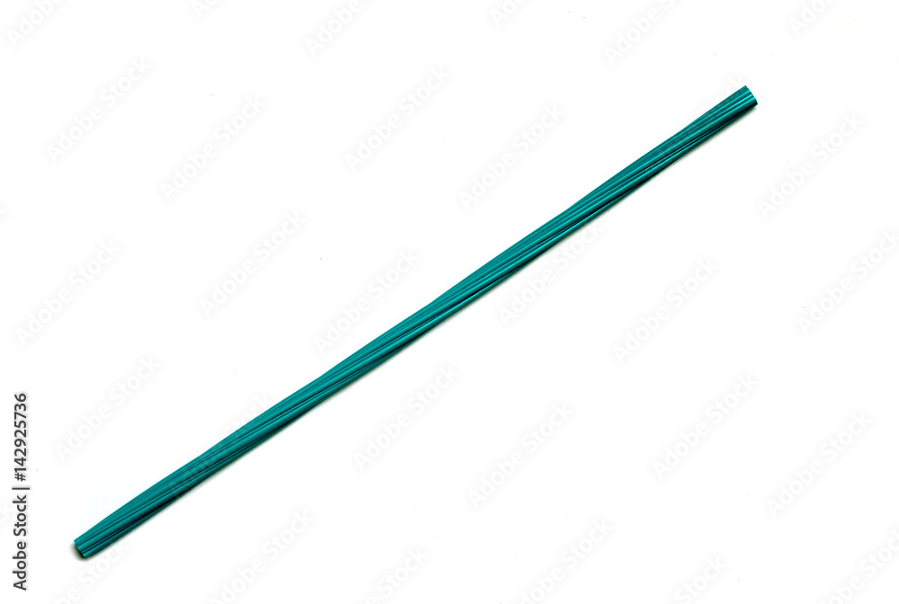 Green straw isolated with white background.