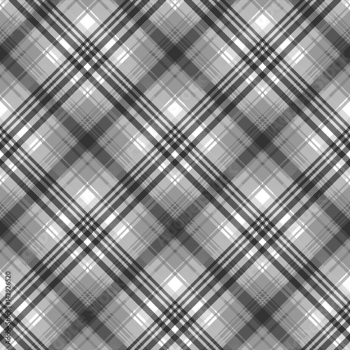 Gray black white pixel check plaid seamless pattern