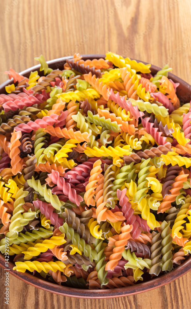 raw colored pasta