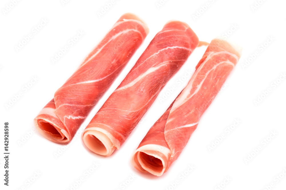 Bacon rolls isolated on white