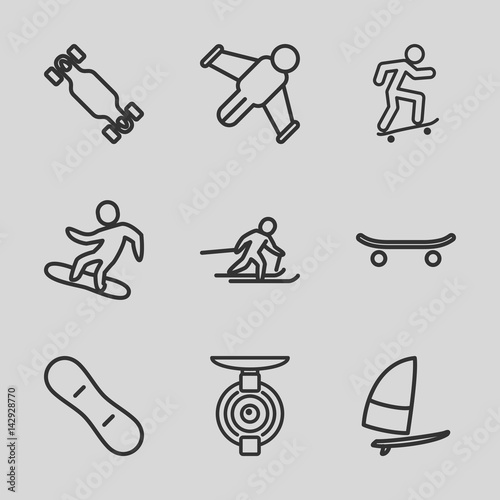 Set of 9 extreme outline icons