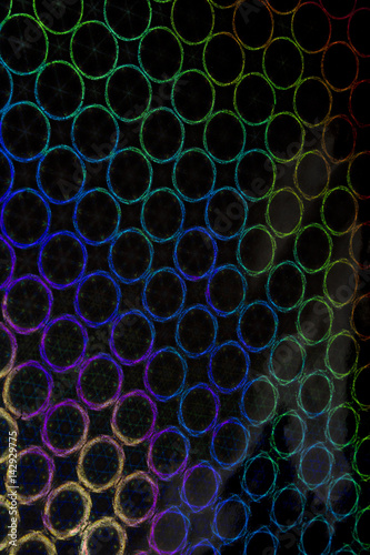 Holographic Circles and Patterns on Black Background