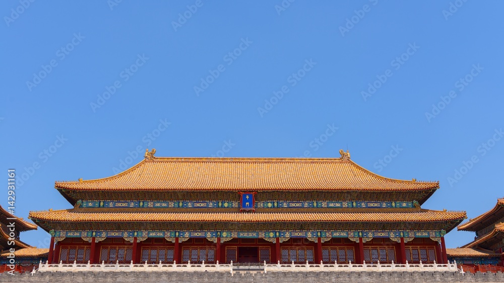 Traditional Chinese building under blue sky