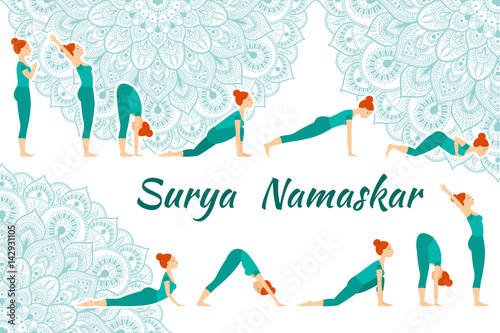 Surya Namaskar yoga complex sun salutation
