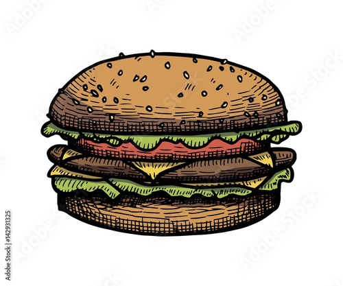 Hamburger hand drawing vector