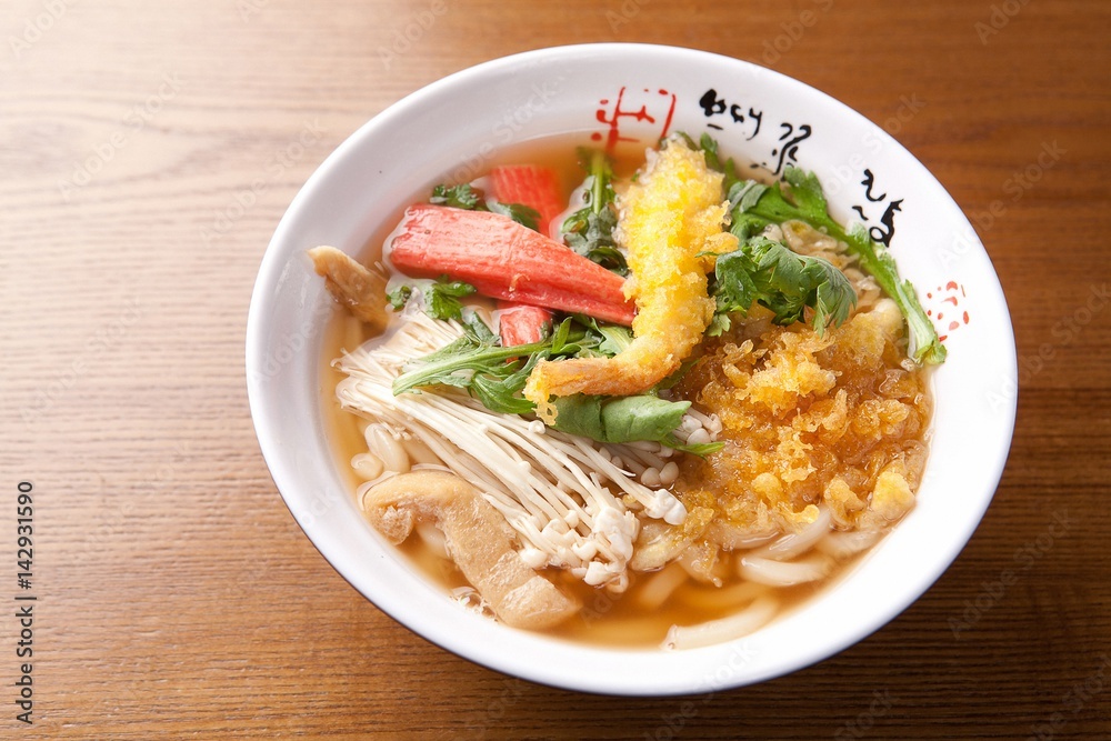 Deep-fried Shrimp Udon. Japanese style noodles. Deep-fried Shrimp Udon. Japanese style noodles.