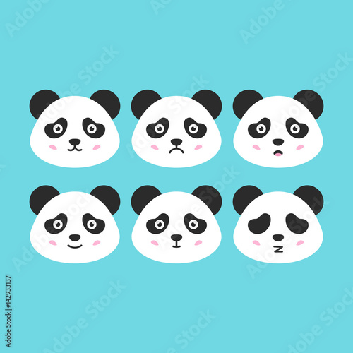 Fototapeta Naklejka Na Ścianę i Meble -  Flat Panda Faces