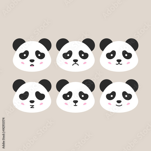 Fototapeta Naklejka Na Ścianę i Meble -  Flat Panda Heads