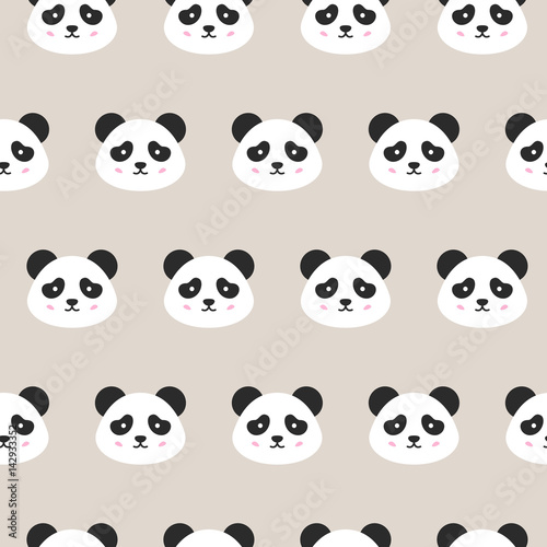 Fototapeta Naklejka Na Ścianę i Meble -  Panda Faces Seamless Pattern