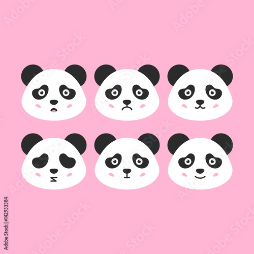 Fototapeta Naklejka Na Ścianę i Meble -  Panda Faces Set