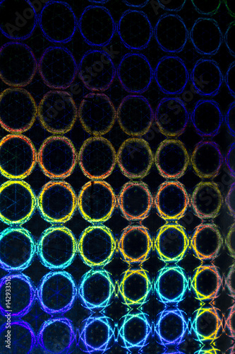 Holographic Circles and Patterns on Black Background