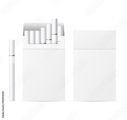 Realistic Template Blank White Cigarette Pack. Vector
