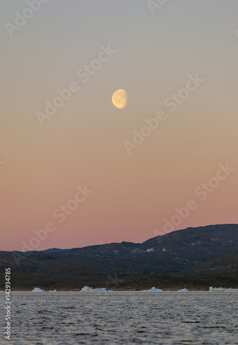 Moon Rising. Disko Bay  Greenland