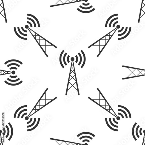 Antenna icon seamless pattern on white background. Vector Illustration