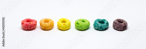 Rainbow Colored Fruit Cereal in Order by Color