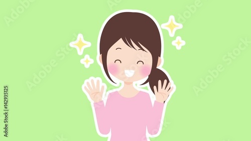 喜ぶ女性　アニメーション・モーション　ループ素材
