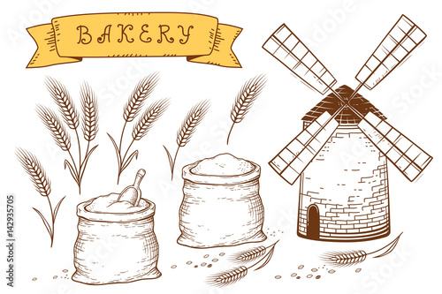 hand drawn bakery set