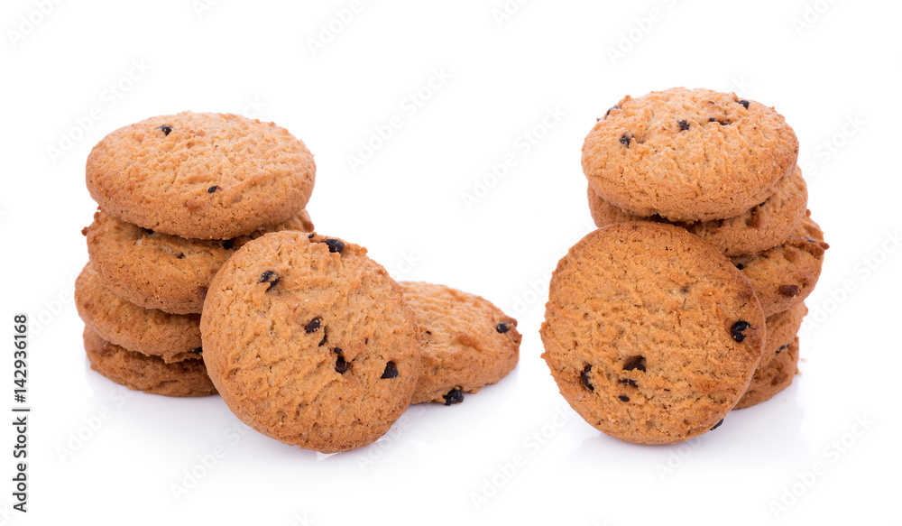 Chocolate chip cookie on white background Chocolate chip cookie on white background