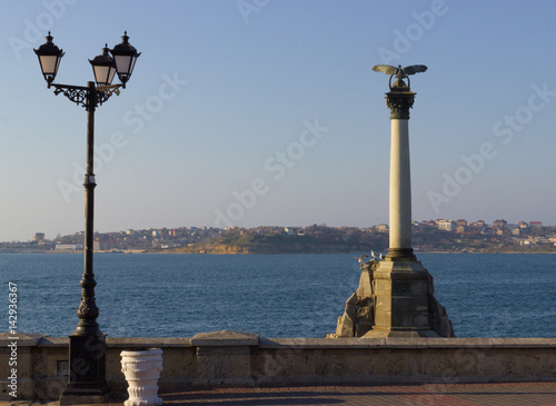 Monument in sea Statue Summer day