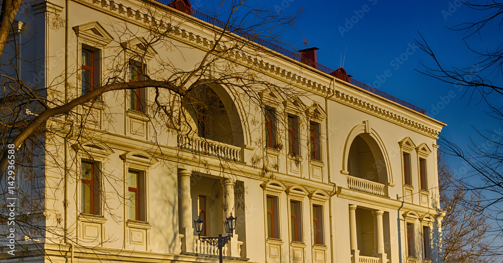 Old european building at spring day  