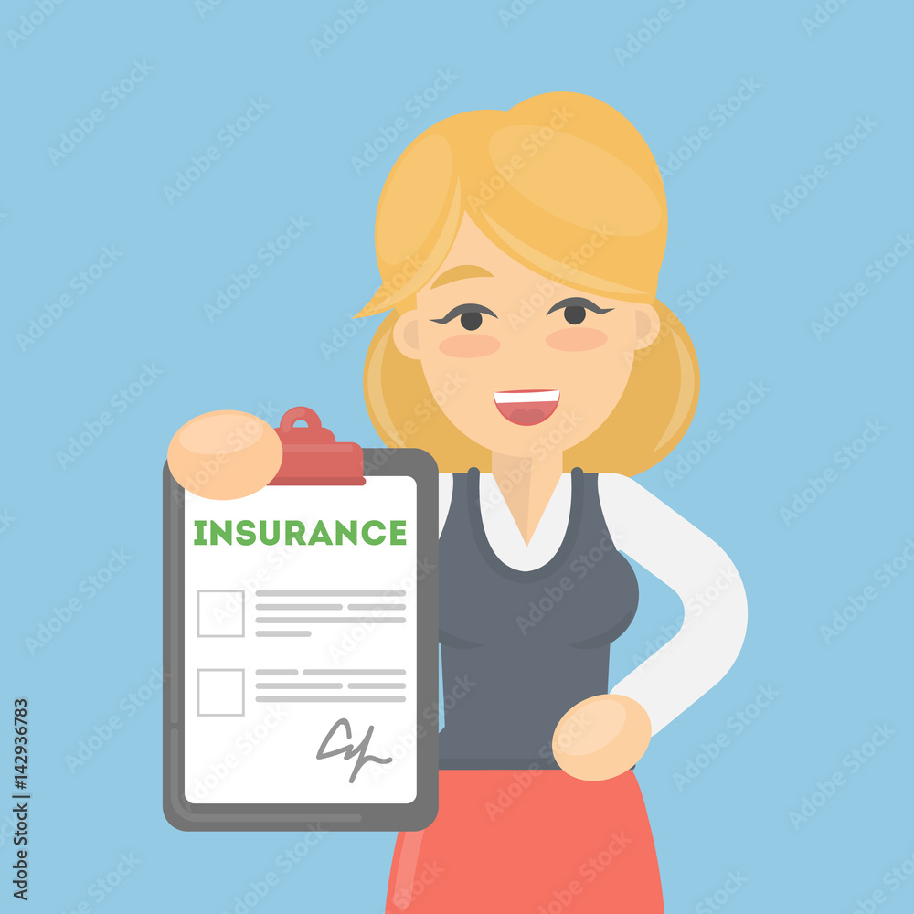 Woman shows insurance document. health care or car, house or finance security. Woman shows insurance document. health care or car, house or finance security.