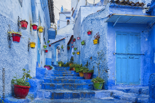  The beautiful blue medina of Chefchaouen in Morocco. © LAURA
