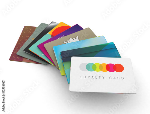 stack of different loyalty reward cards photo