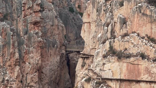 'El Caminito del Rey' zooming out from final bridge, route end