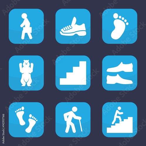 Set of 9 filled walking icons