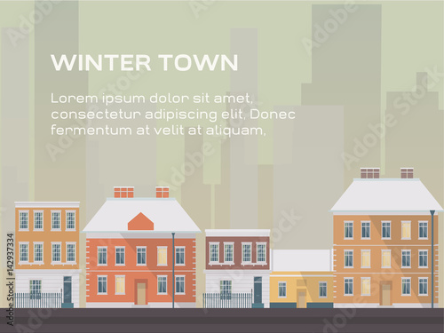 Winter town in beige palette