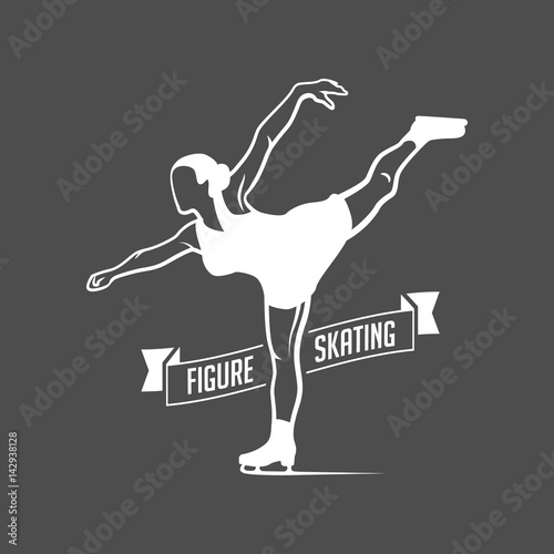 Ice Skating label logo set