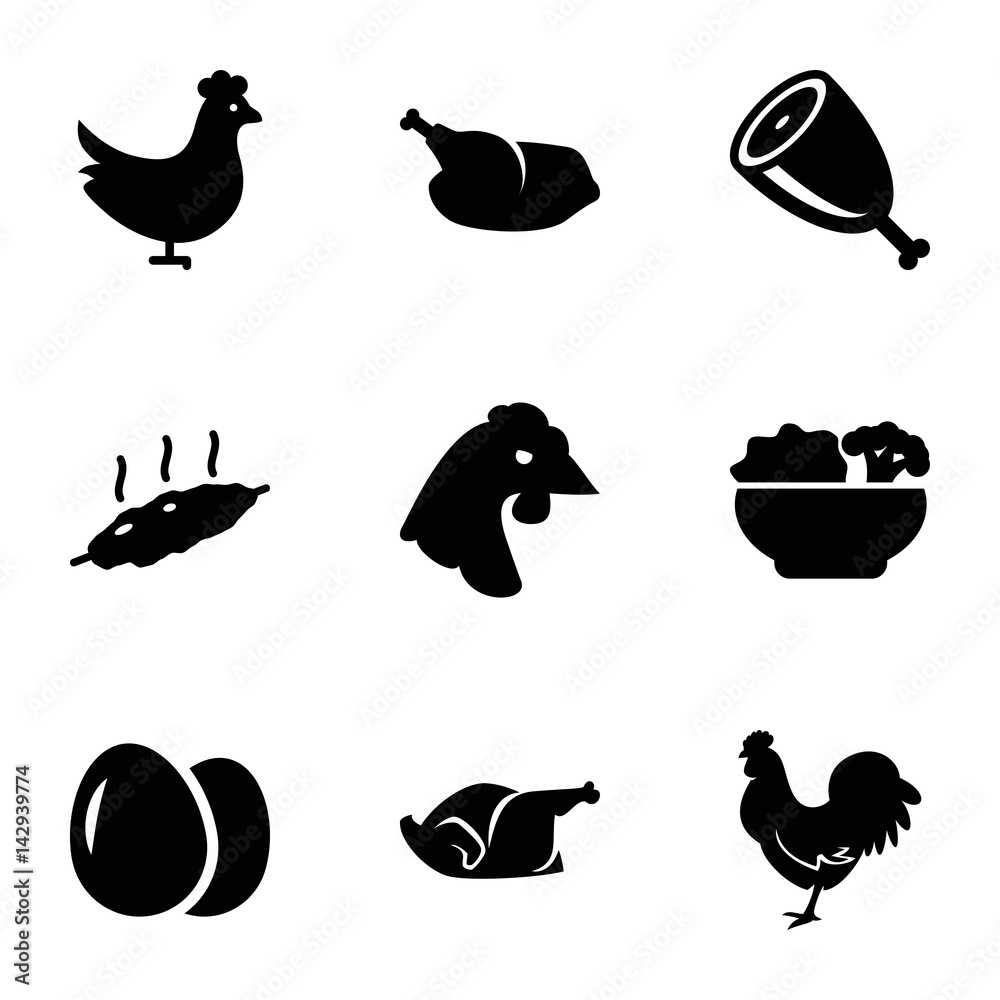 Fototapeta premium Set of 9 chicken filled icons