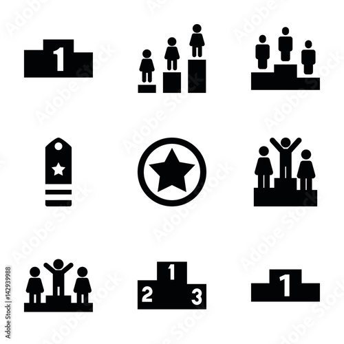 Set of 9 rank filled icons