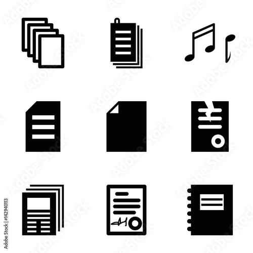 Set of 9 sheet filled icons